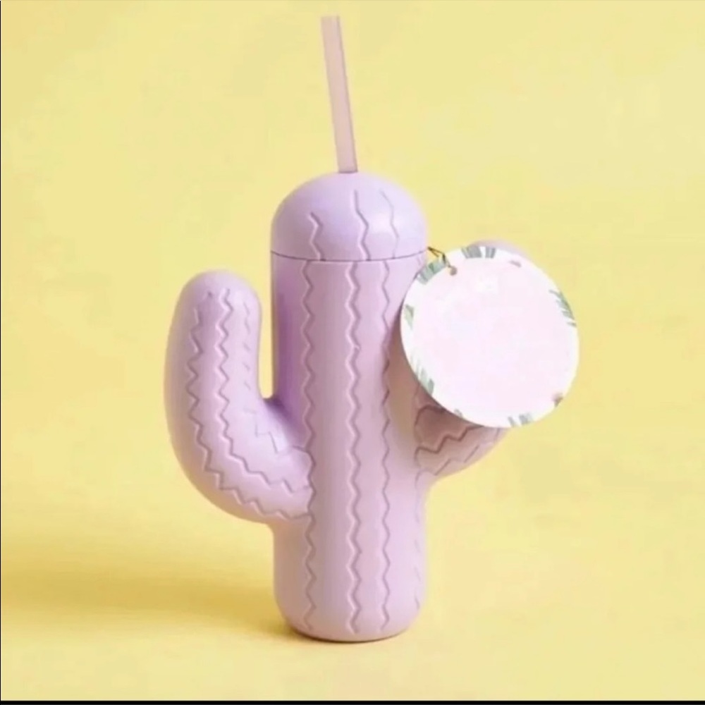 Pink Sky Purple Cactus Cup with Straw